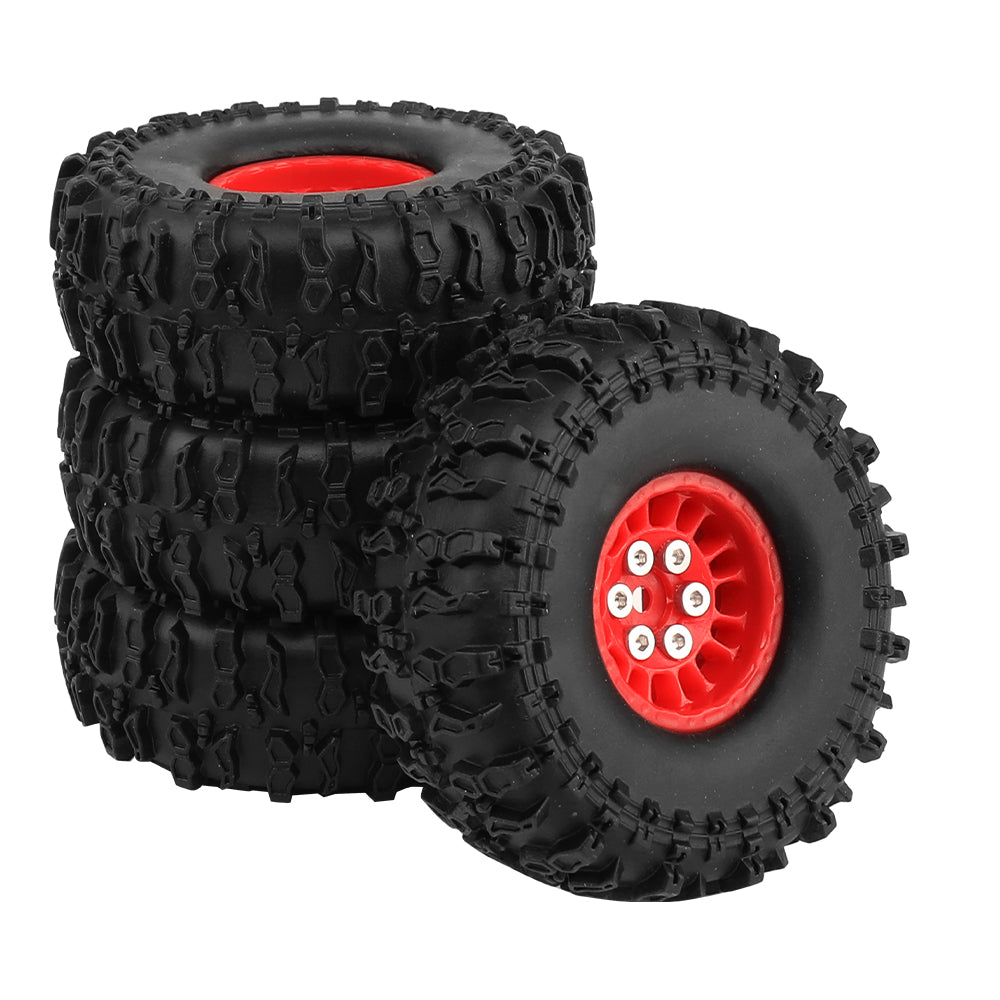 LonZeXy 1.0 inch Plastic Wheel Hub Rims or with Rubber Tires 4PCS For 1/24 SCX24 1/28 RC Off-Road Buggy Mini Model Truck 29.6mm Diameter Colorful RC Car Replacement Parts Style B