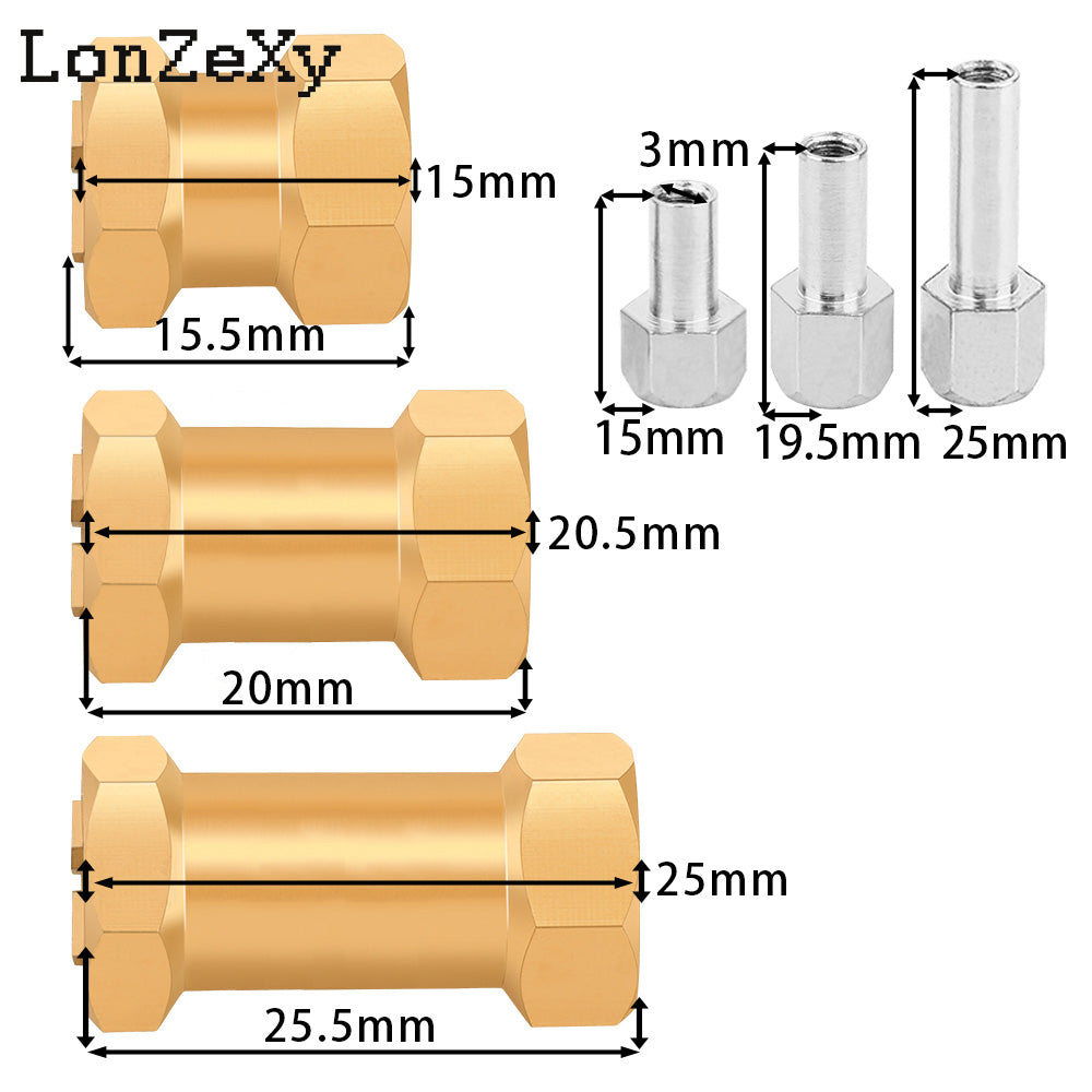 LONZEXY Wheel Hex Drive Adapter for SCX10 (4PCS)