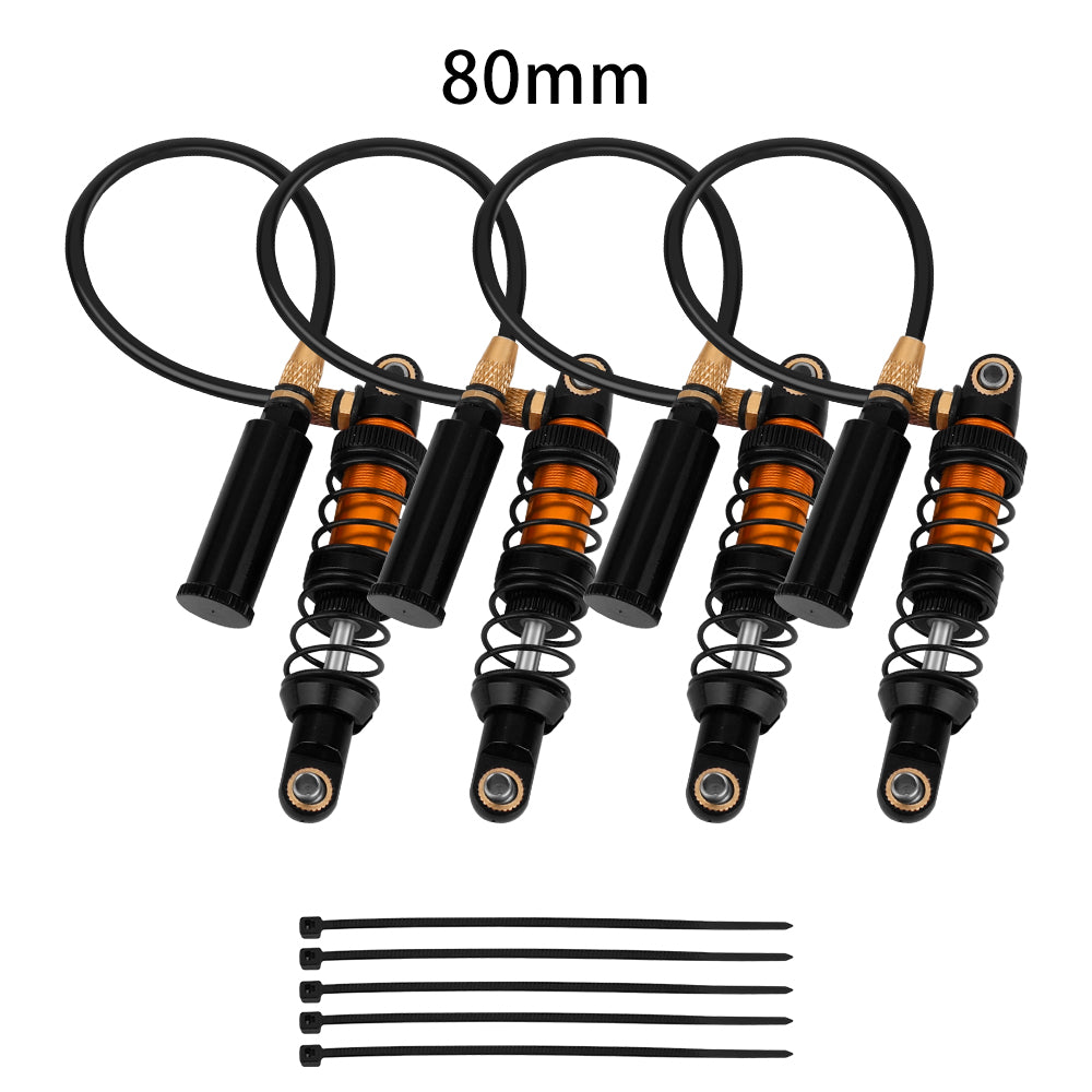 LonZeXy 4PCS Remote Reservoir Dual Spring Negative Pressure Shock Absorber 70/80/90/100/110/120mm Oil Damper For Axial SCX10 TRX4 TRX6 Wraith 1/10 RC Crawler Upgrade Parts