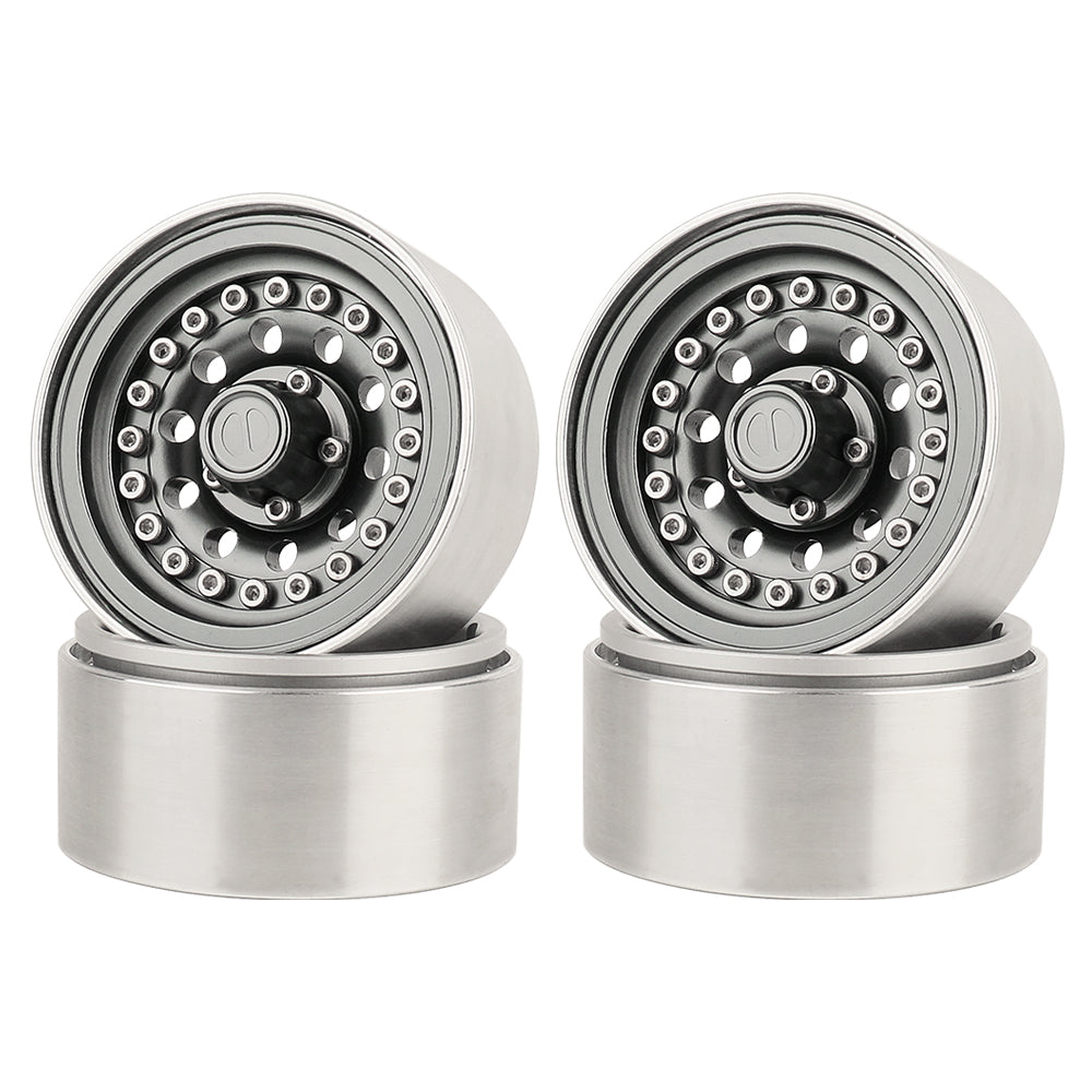 LonZeXy 1.9 Inch CNC Aluminum Beadlock Wheel Rims Rubber Tires Set For 1/10 RC Crawler Axial SCX10 Off Road Climbing Car Alloy Modification Wheels Multiple Color Options