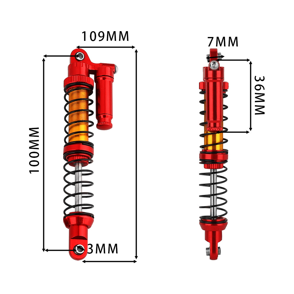LonZeXy 4PCS 1/10 RC Crawler Piggyback Oil Shock Absorber 70/80/90/100/110/120mm Adjustable Damper For Axial SCX10 TRX4 D90 RC Off-Road Car Upgrade Parts