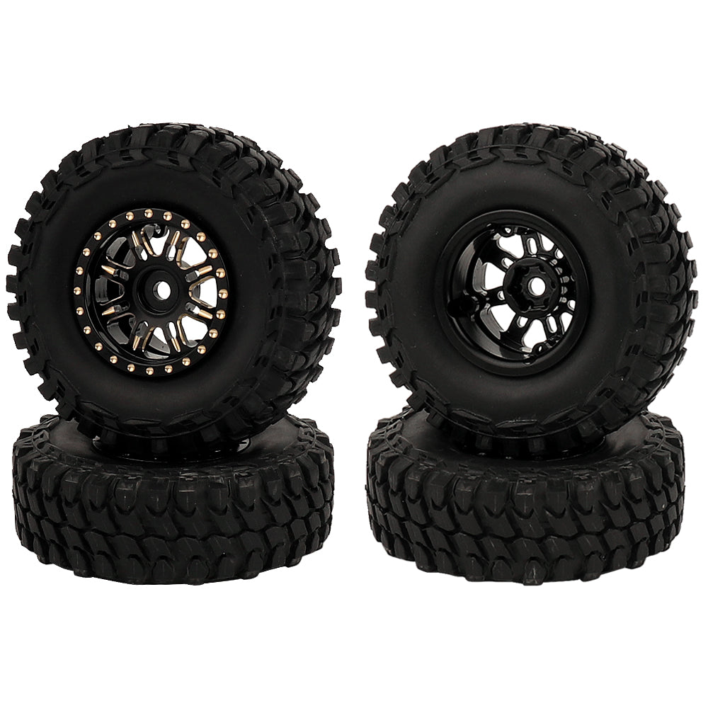 LonZeXy 1/18 1/24 RC Crawler Heavy Duty Brass Beadlock Wheel Hubs 4Pcs Black Gold RC Off-Road Car Upgrade Wheel Rims