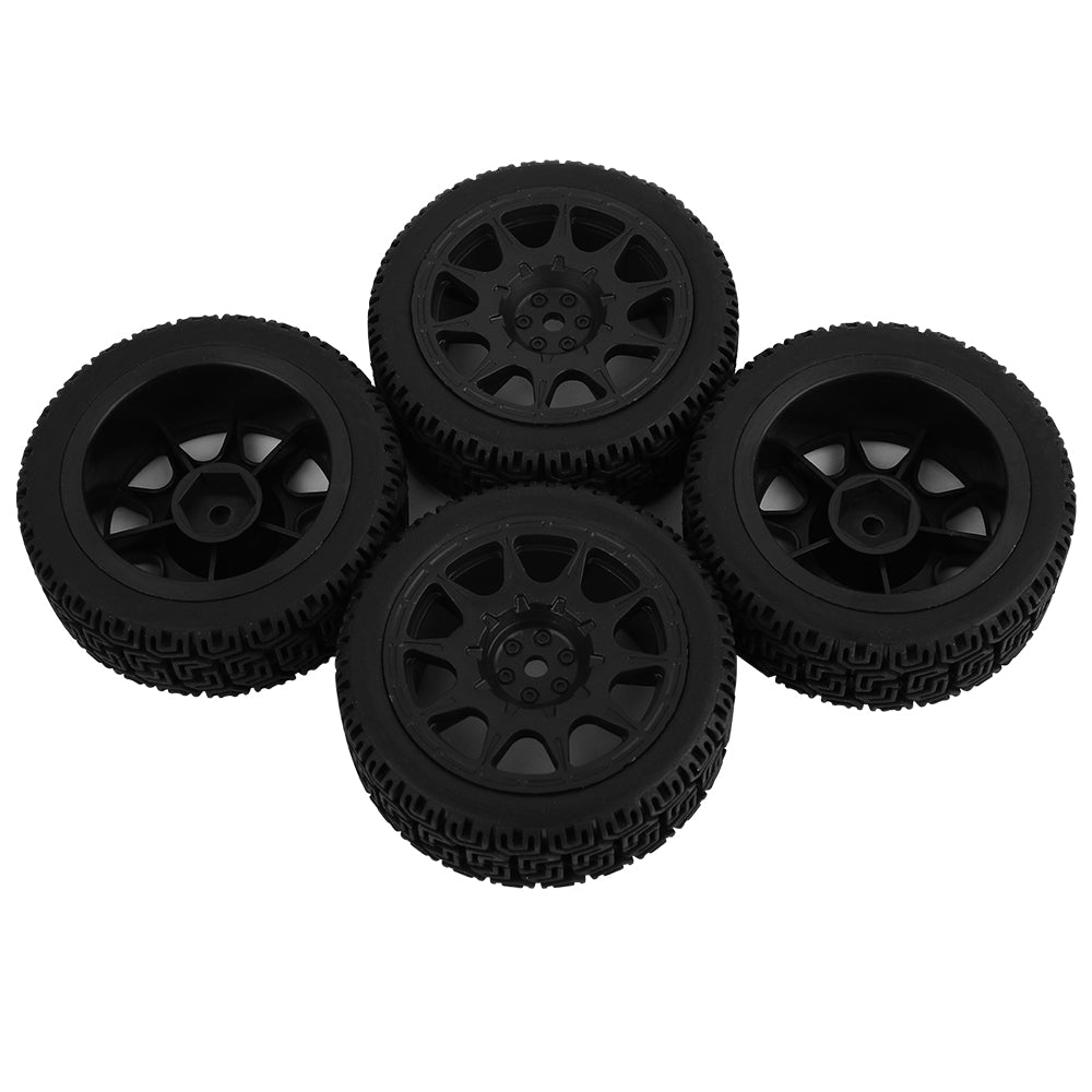 4Pcs 70mm RC Car Rally Tires Type C Nylon Wheel Rims Maze Pattern Rubber Tyres for 1/10 Tamiya TT01 XV02 Kyosho FW06 HSP 94123 On Road Touring Car Upgrade Parts