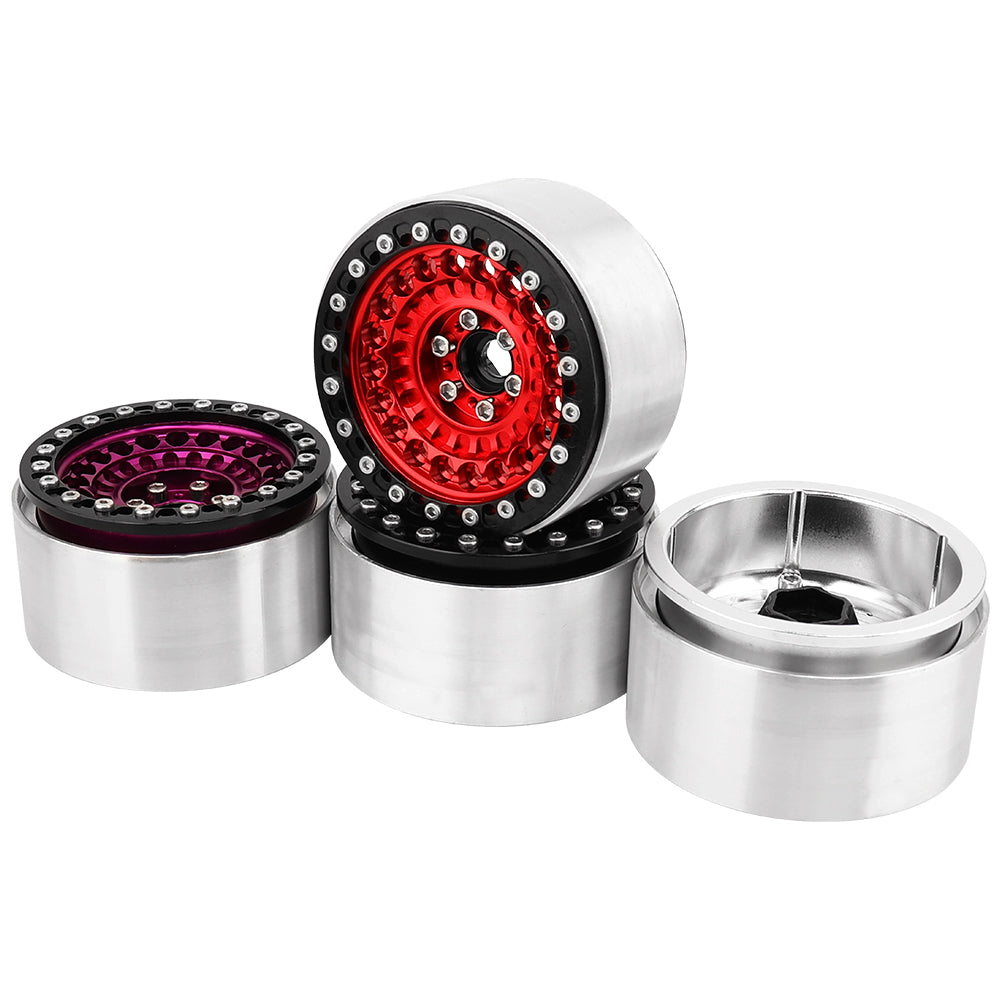 LonZeXy 2.2 Inch CNC Aluminum Beadlock Wheel Rims 114.8g For 1/10 RC Crawler, Replacement Wheel Hub For SCX10 TRX4