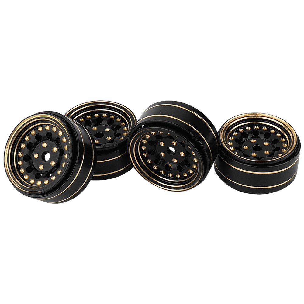 LonZeXy 1/18 1/24 RC Crawler Brass Beadlock Wheel Rims 4Pcs Black Gold Heavy Weight Wheel Hub RC Offroad Upgrade Parts
