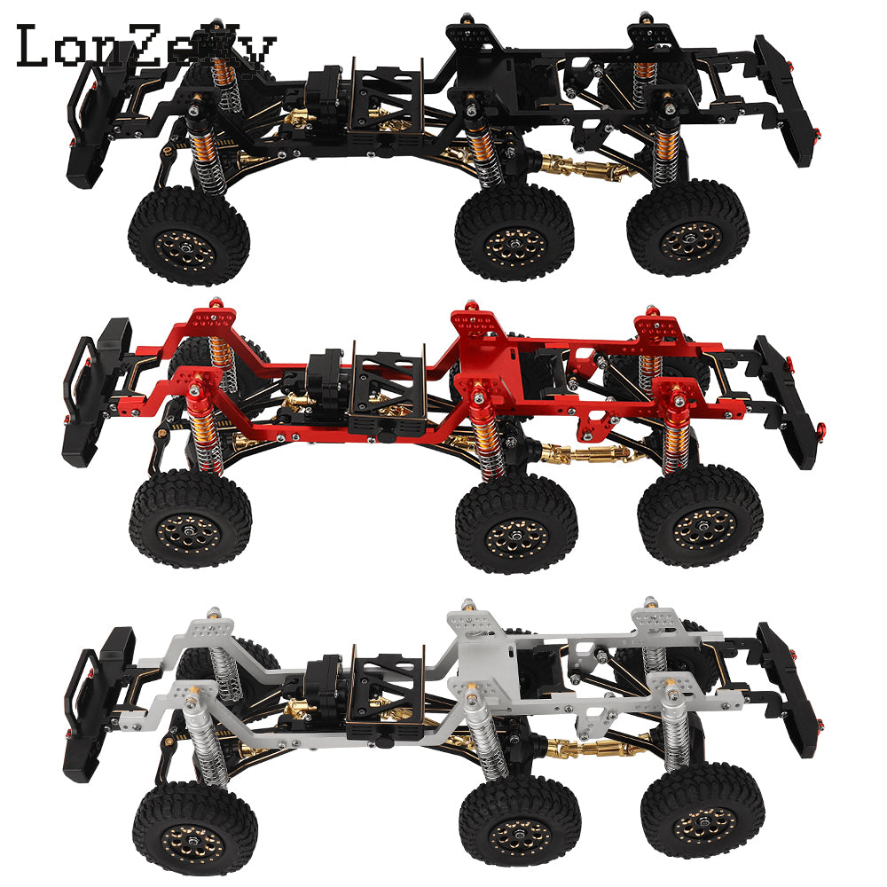 LONZEXY Metal 6x6 RC Car Chassis Frame with Front Middle Rear Axles Gearbox DIY for TRX4M