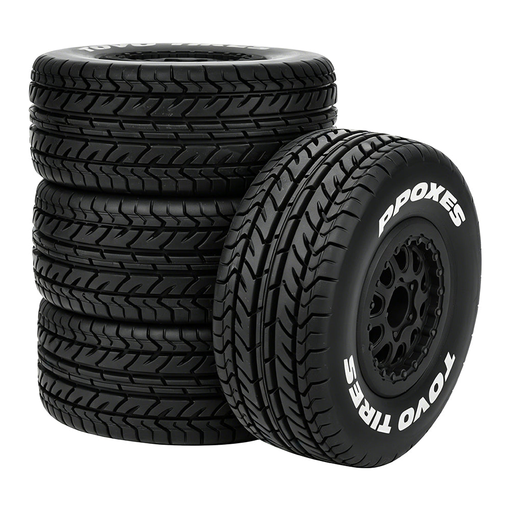 LonZeXy 4PCS DK10 1/10 RC Short Course Truck Wheels Tires Slick Off-Road Rally Racing Tyre Fit Traxxas Mini XRT Flat Ground Wear Resistant RC Buggy RC Model Car Upgrade Rubber Parts