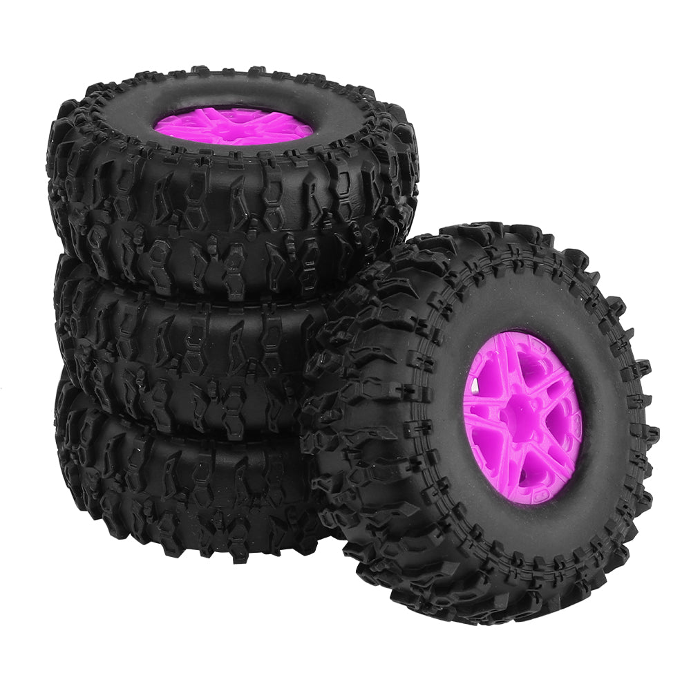 LonZeXy 1.0 inch Plastic Wheel Hub Rims or with Rubber Tires 4PCS For 1/24 SCX24 1/28 RC Off-Road Buggy Mini Model Truck 29.6mm Diameter Colorful RC Car Replacement Parts Style K