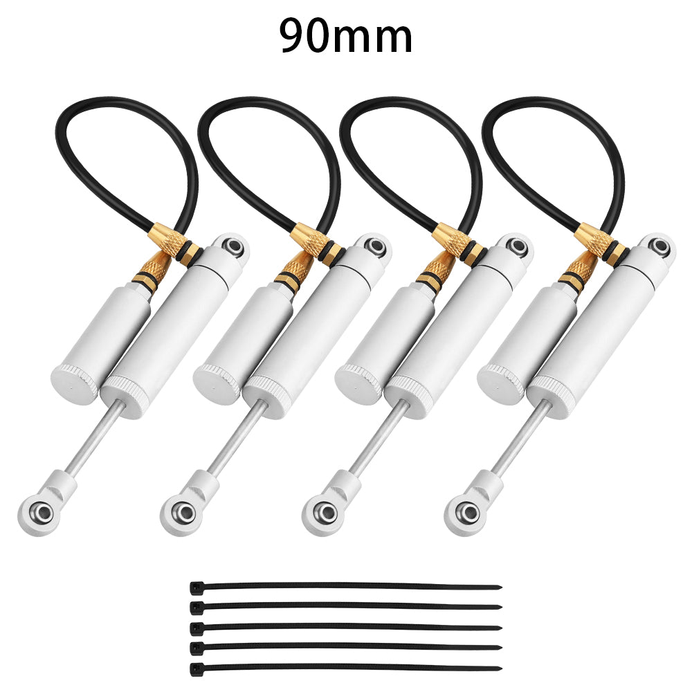LonZeXy 4PCS Remote Reservoir Negative Pressure Shock Absorber 70/80/90/100/110mm Oil Damper For Axial SCX10 TRX4 TRX6 Wraith 1/10 RC Crawler Upgrade Parts