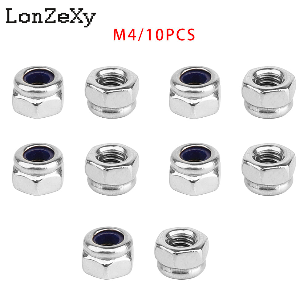Lonzexy M3 Stainless Steel Insert Locknuts Non-Slip Hex Lock Nuts Silver Tone