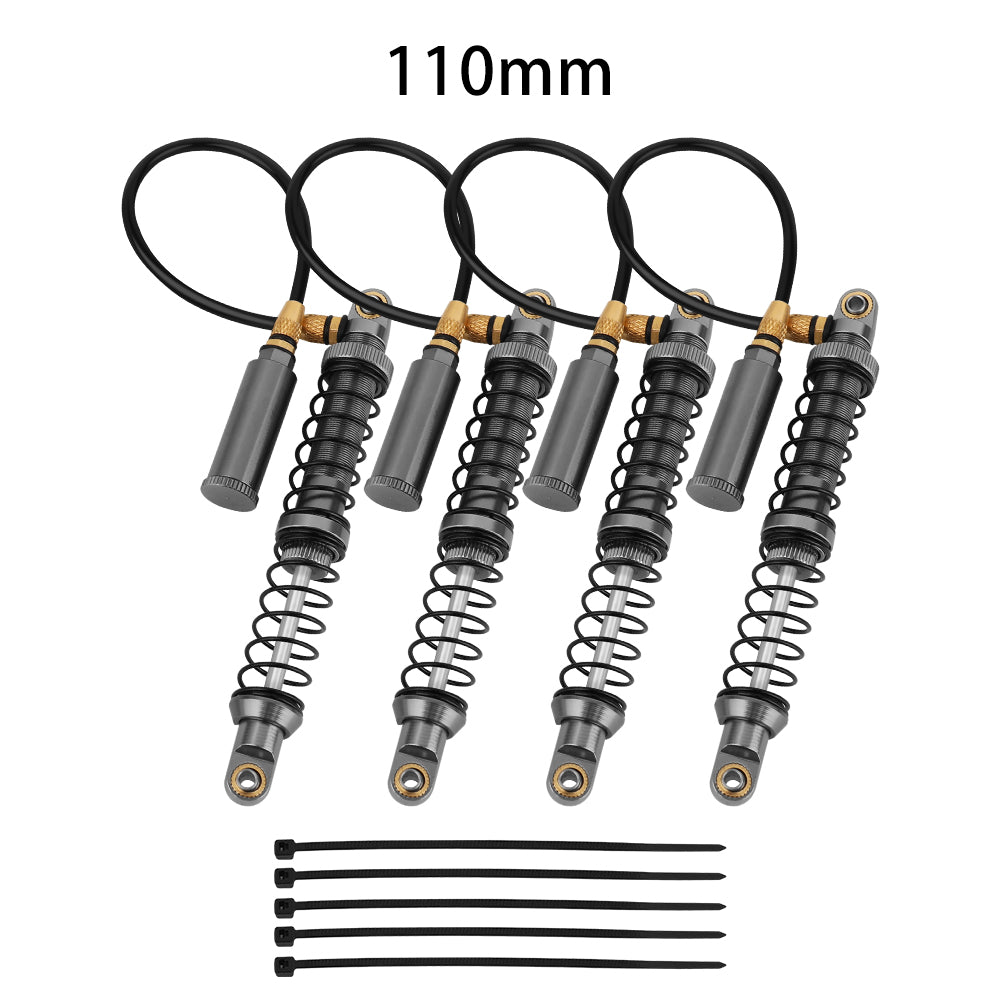 LonZeXy 4PCS Remote Reservoir Dual Spring Negative Pressure Shock Absorber 70/80/90/100/110/120mm Oil Damper For Axial SCX10 TRX4 TRX6 Wraith 1/10 RC Crawler Upgrade Parts