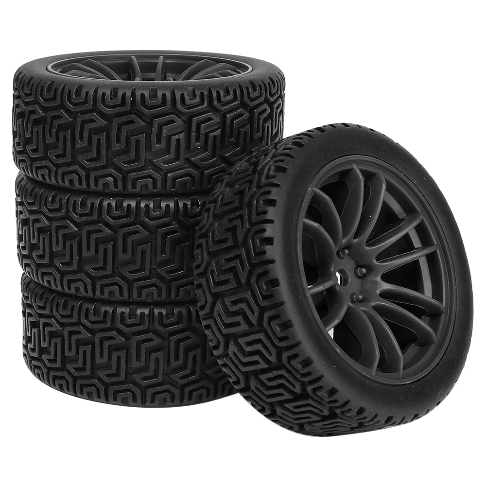 1/10 RC On-Road Buggy Wheels 34.6g All-Terrain Pattern Rubber Tires Multi Color Plastic Rims 12mm Hex RC Upgrade Parts