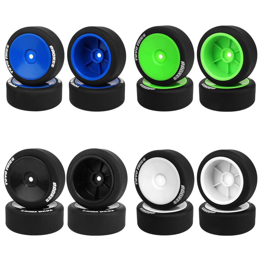 1/10 RC On-Road Drift Car Wheels Smooth Drift Rubber Tires Multi-Color Plastic Rim RC Racing Upgrade Parts