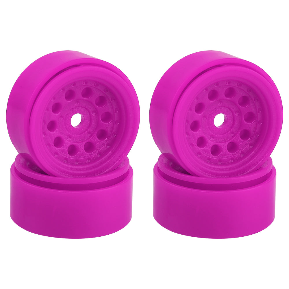 LonZeXy 1.0 inch Plastic Wheel Hub Rims or with Rubber Tires 4PCS For 1/24 SCX24 1/28 RC Off-Road Buggy Mini Model Truck 29.6mm Diameter Colorful RC Car Replacement Parts Style A