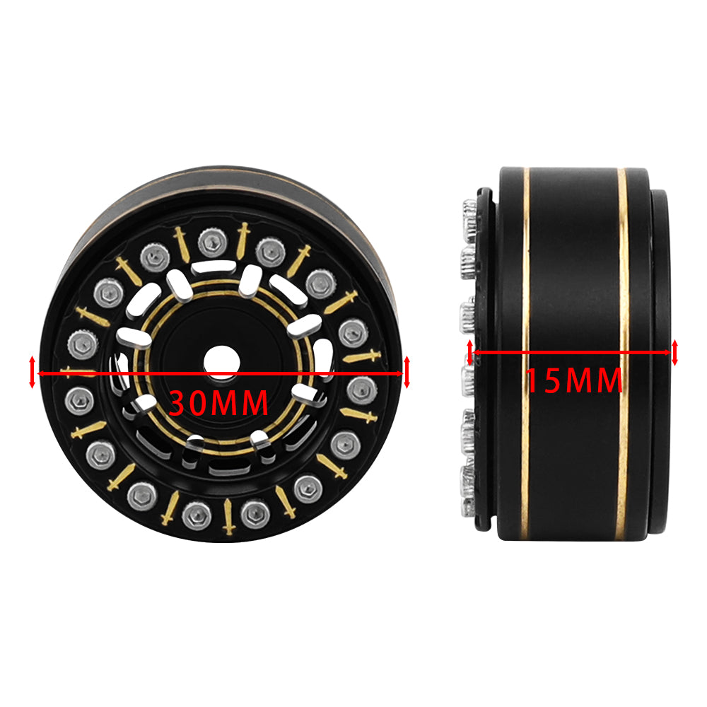 LonZeLy 1/18 1/24 RC Crawler Brass Beadlock Wheel Rims 4Pcs Black Gold With 55mm Rubber Tires RC Offroad Upgrade Parts