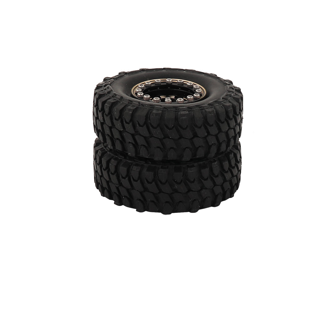 LonZeXy 1/18 1/24 RC Crawler Brass Wheel Rims 4Pcs Black Gold Heavy Weight Wheel Hub with Tires RC Model Upgrade Parts