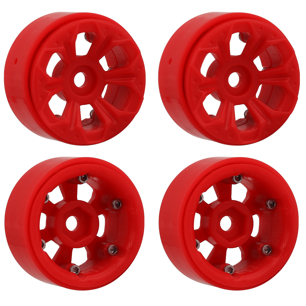 LonZeXy 1.0 inch Plastic Wheel Hub Rims or with Rubber Tires 4PCS For 1/24 SCX24 1/28 RC Off-Road Buggy Mini Model Truck 29.6mm Diameter Colorful RC Car Replacement Parts Style G