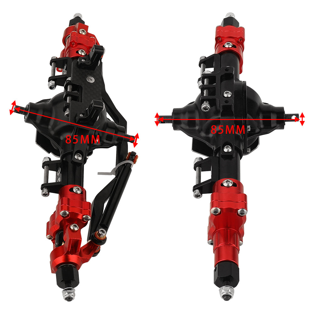 LonZeXy CNC Aluminum Portal Middle Axle With Steering Link Option, Metal Portal Axle For 1/10 SCX10 6x6 RC Crawler Chassis Upgrade Parts