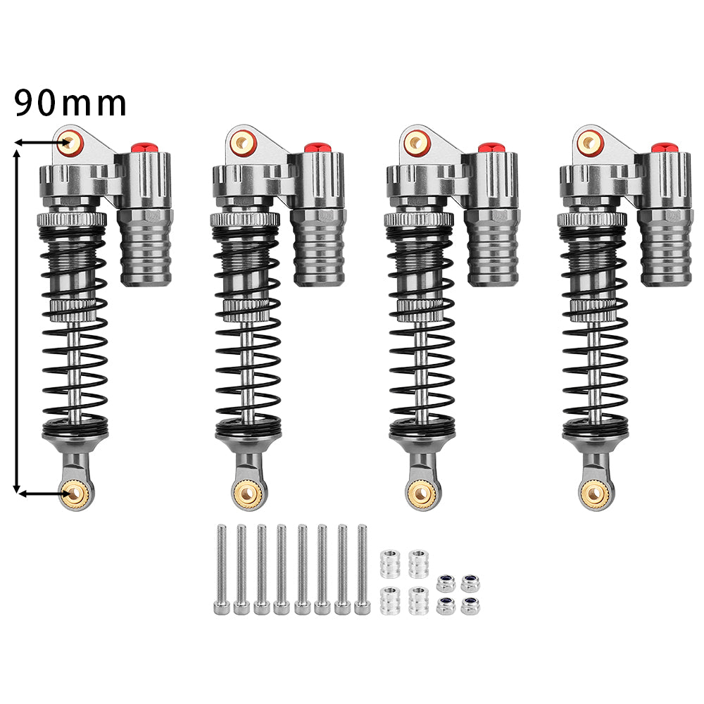 LonZeXy 4PCS 1/10 RC Crawler Piggyback Oil Shock Absorber 70/80/90/100/110/120mm Dual Spring Adjustable Damper For Axial SCX10 TRX4 D90 RC Off-Road Car Upgrade Parts