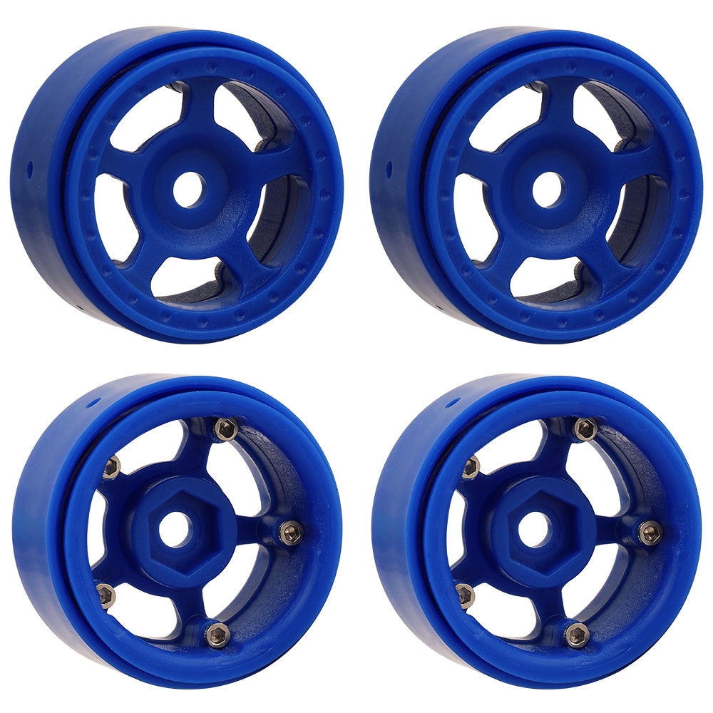 LonZeXy 1.0 inch Plastic Wheel Hub Rims or with Rubber Tires 4PCS For 1/24 SCX24 1/28 RC Off-Road Buggy Mini Model Truck 29.6mm Diameter Colorful RC Car Replacement Parts Style J