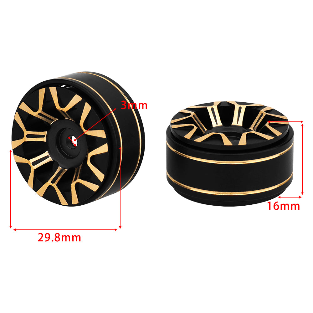 LonZeXy Black Gold CNC Brass Beadlock Wheel Hubs 4Pcs Weighted Rims with 58.7mm Rubber Tires for 1/18 1/24 RC Crawler Car Upgrade