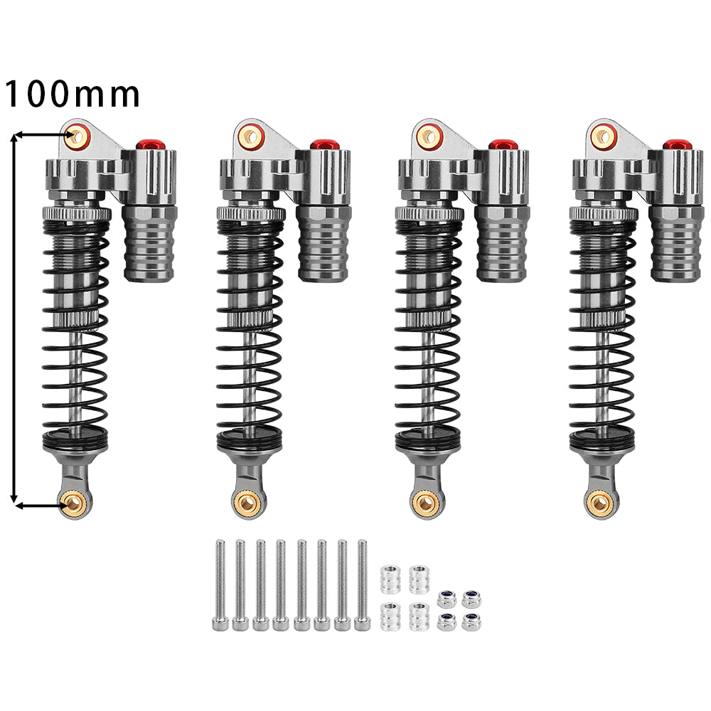 LonZeXy 4PCS 1/10 RC Crawler Piggyback Oil Shock Absorber 70/80/90/100/110/120mm Dual Spring Adjustable Damper For Axial SCX10 TRX4 D90 RC Off-Road Car Upgrade Parts