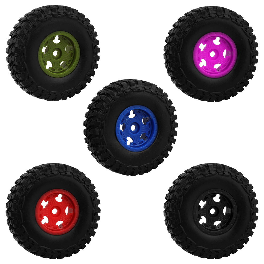 LonZeXy 1.0 inch Plastic Wheel Hub Rims or with Rubber Tires 4PCS For 1/24 SCX24 1/28 RC Off-Road Buggy Mini Model Truck 29.6mm Diameter Colorful RC Car Replacement Parts Style E