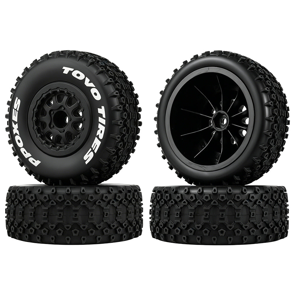 LonZeXy 4PCS DK10 1/10 RC Short Course Truck Wheels Tires Slick Off-Road Rally Racing Tyre Fit Traxxas Mini XRT Flat Ground Wear Resistant RC Buggy RC Model Car Upgrade Rubber Parts