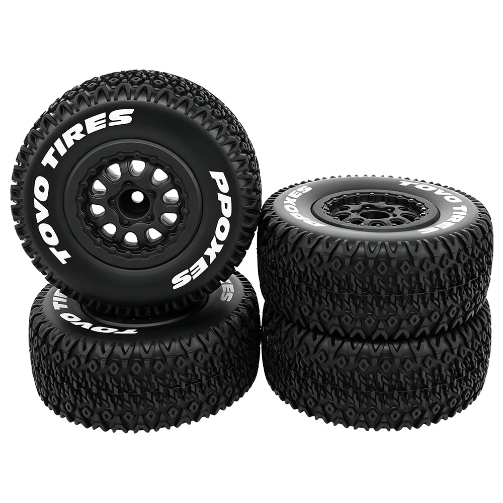 LonZeXy 4PCS DK10 1/10 RC Short Course Truck Wheels Tires Slick Off-Road Rally Racing Tyre Fit Traxxas Mini XRT Flat Ground Wear Resistant RC Buggy RC Model Car Upgrade Rubber Parts