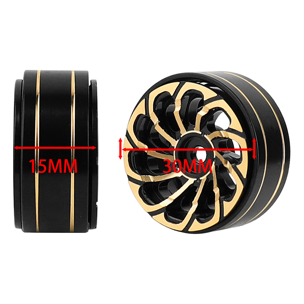 LonZeXy 1/18 1/24 RC Crawler Brass Beadlock Wheel Rims 4Pcs Black Gold Heavy Weight Wheel Hub RC Offroad Upgrade Parts