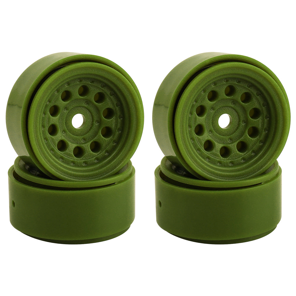 LonZeXy 1.0 inch Plastic Wheel Hub Rims or with Rubber Tires 4PCS For 1/24 SCX24 1/28 RC Off-Road Buggy Mini Model Truck 29.6mm Diameter Colorful RC Car Replacement Parts Style A