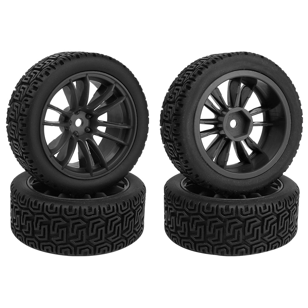 1/10 RC On-Road Buggy Wheels 34.6g All-Terrain Pattern Rubber Tires Multi Color Plastic Rims 12mm Hex RC Upgrade Parts