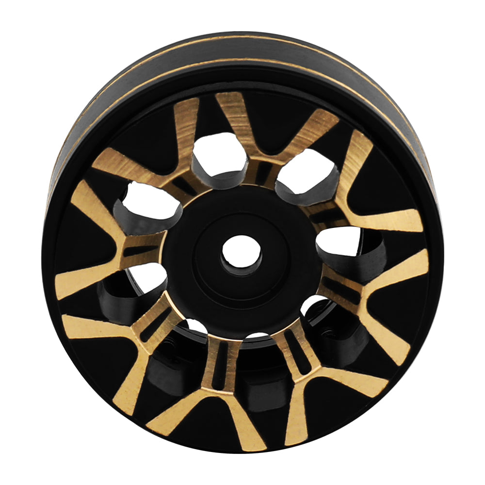 LonZeXy Black Gold CNC Brass Beadlock Wheel Hubs 4Pcs Weighted Rims with 58.7mm Rubber Tires for 1/18 1/24 RC Crawler Car Upgrade