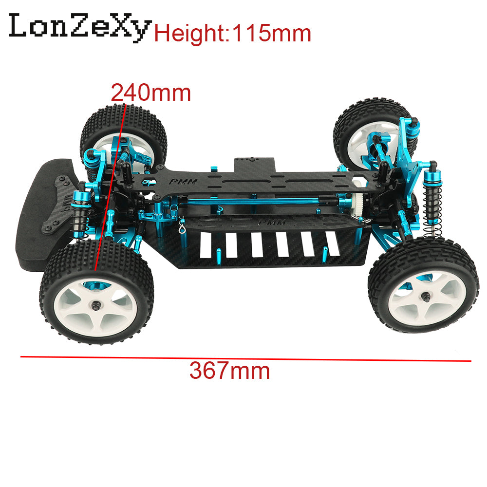 Lonzexy Metal & Carbon Fiber Full Chassis Frame Body Kit with Shock Absorbers Wheels Gearbox for 1/10 RC Car TT02B