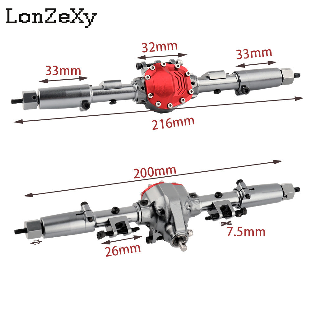 LONZEXY Metal Front Rear Axle for SCX10 II