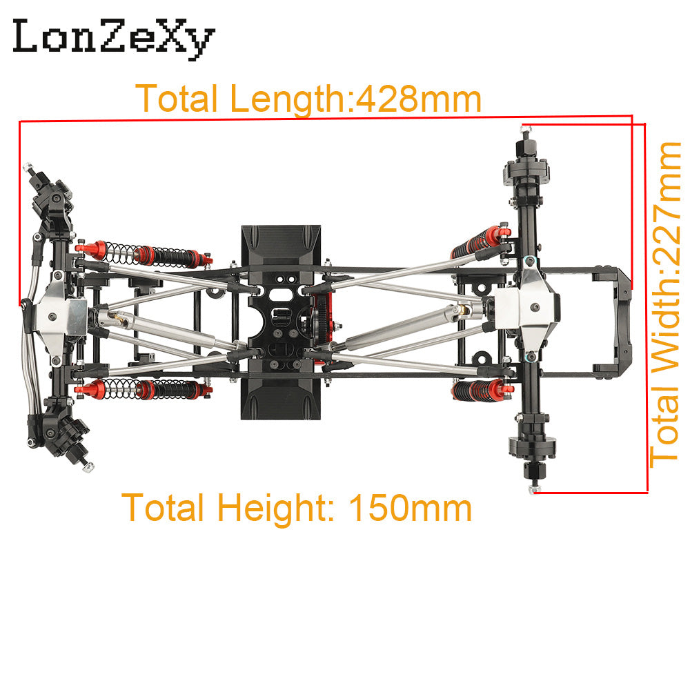 LONZEXY Carbon Fiber Frame Rail Kit Transmission Skid Plate for SCX10 Capra