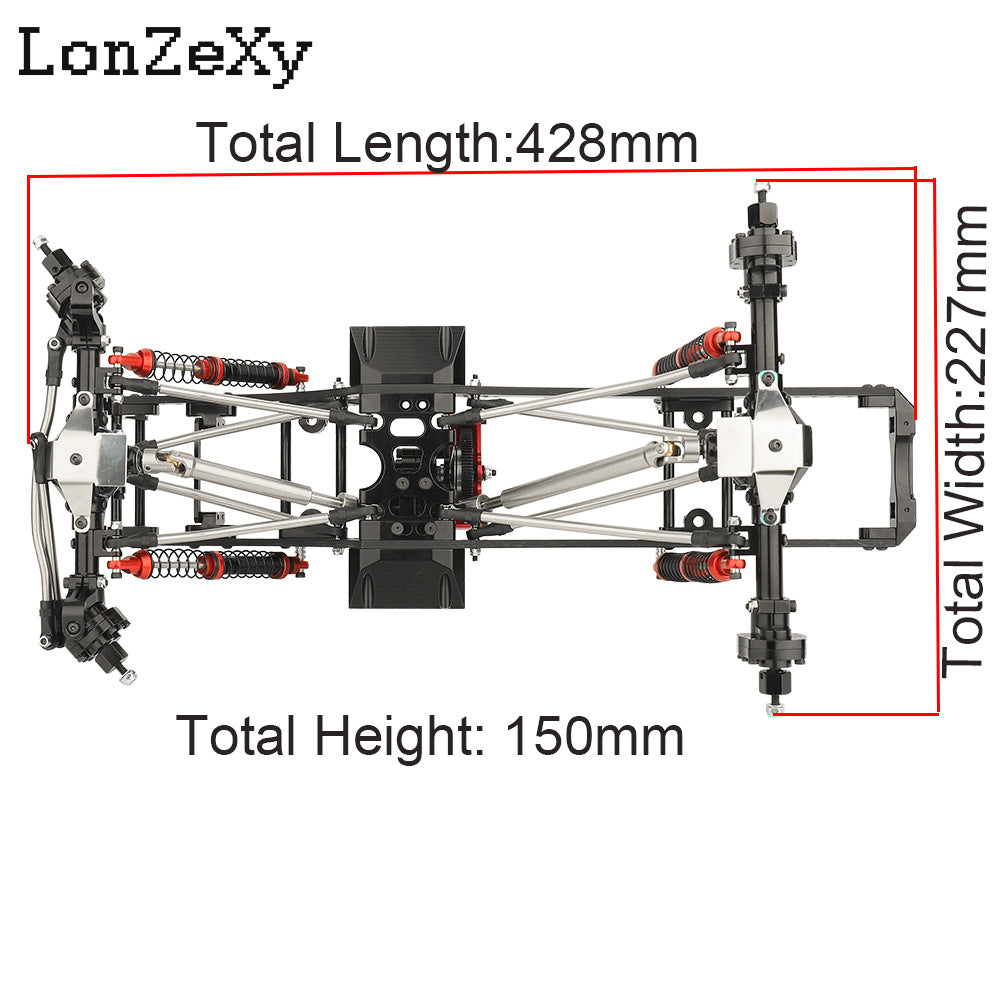 LONZEXY Carbon Fiber Frame Rail Kit Transmission Skid Plate for SCX10 Capra