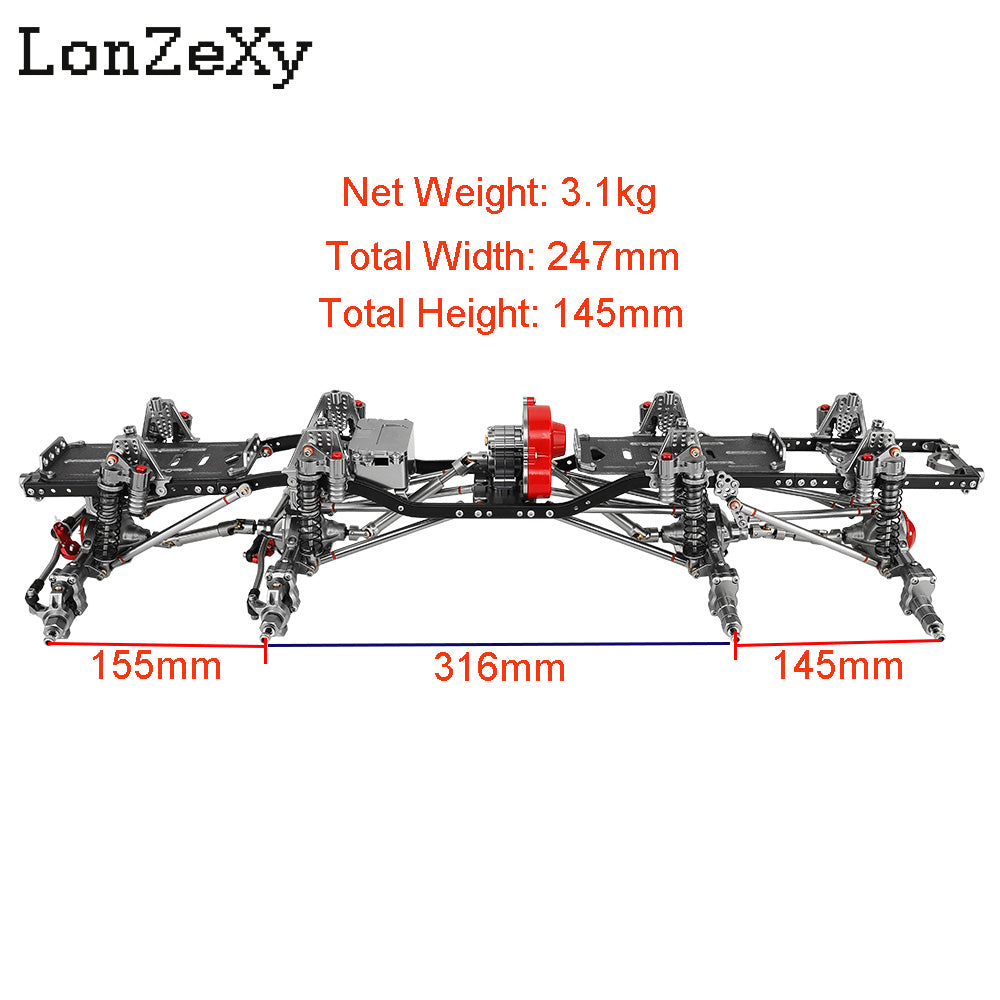 LONZEXY 8x8 DIY Metal Frame with Transmission for SCX10
